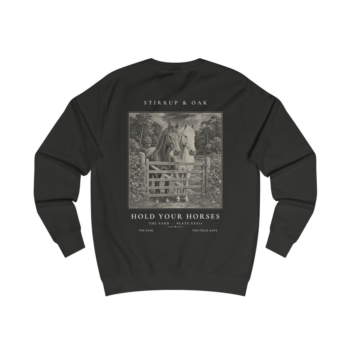 Hold Your Horses - Crew Sweatshirt in Jet Black