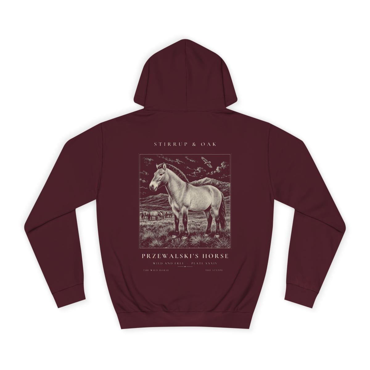 Przewalski's Horse - Heavyweight Hoodie in Burgundy