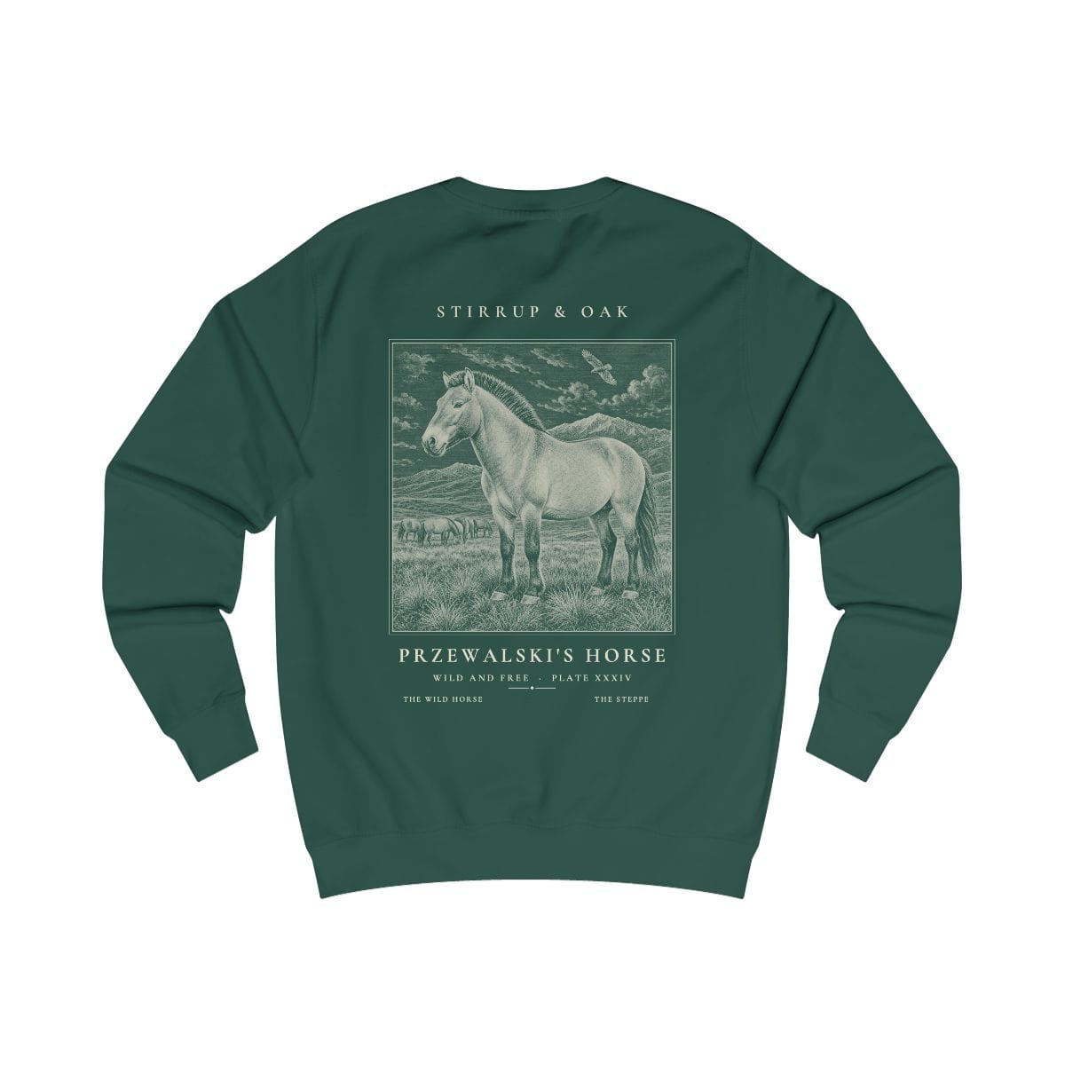 Przewalski's Horse - Crew Sweatshirt in Bottle Green