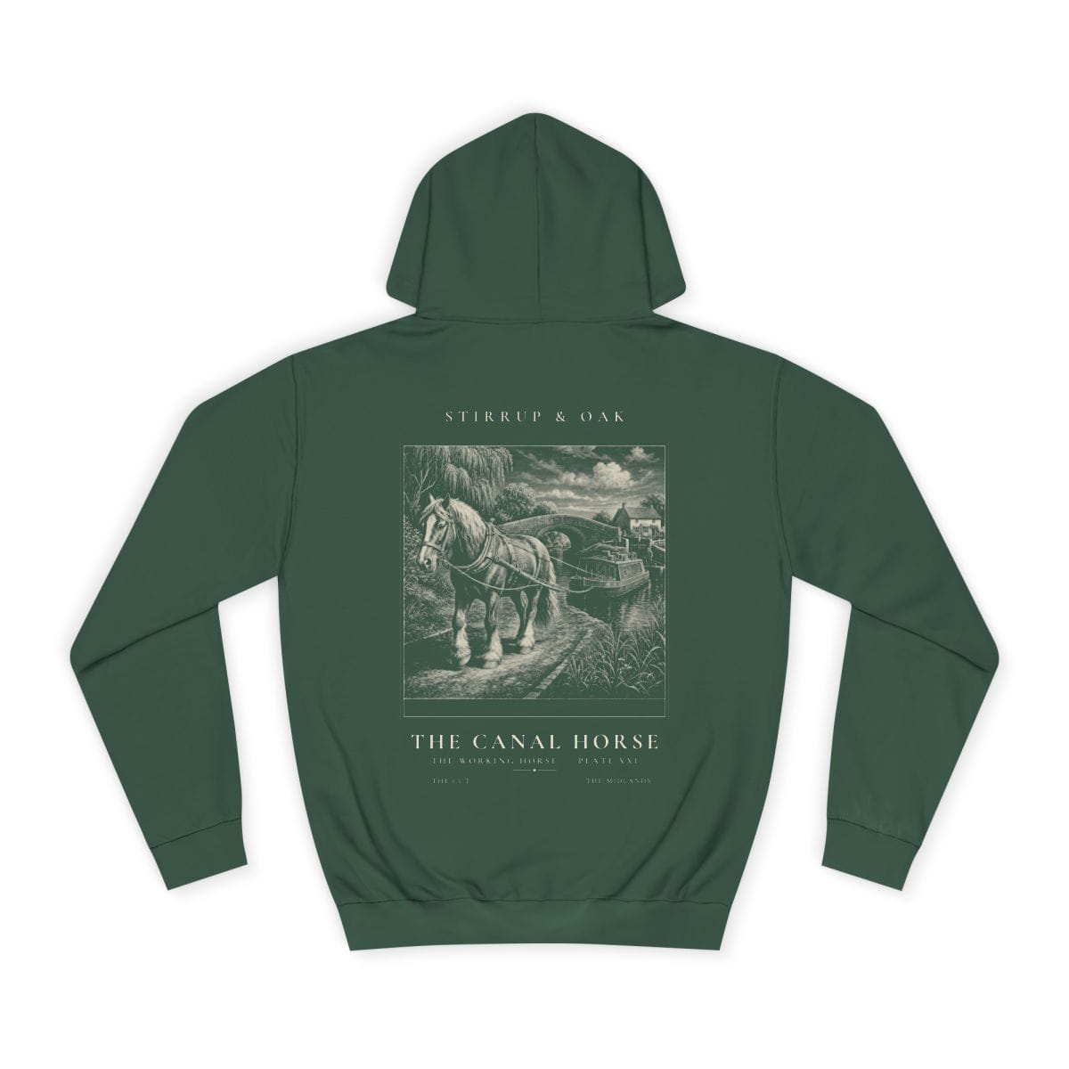 The Canal Horse - Heavyweight Hoodie in Bottle Green