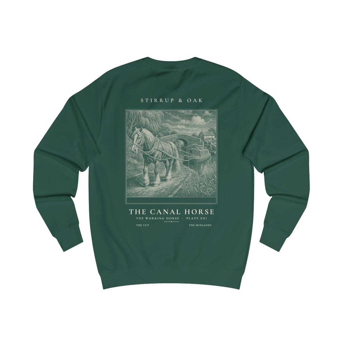 The Canal Horse - Crew Sweatshirt in Bottle Green