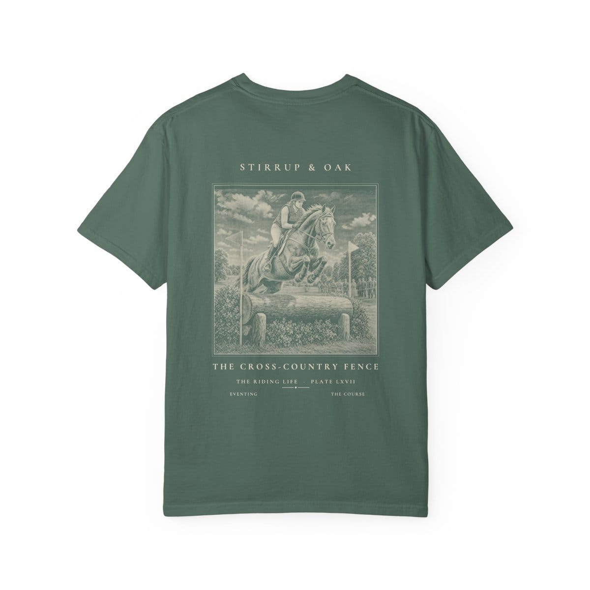 The Cross-country Fence - Heavyweight T-Shirt in Blue Spruce