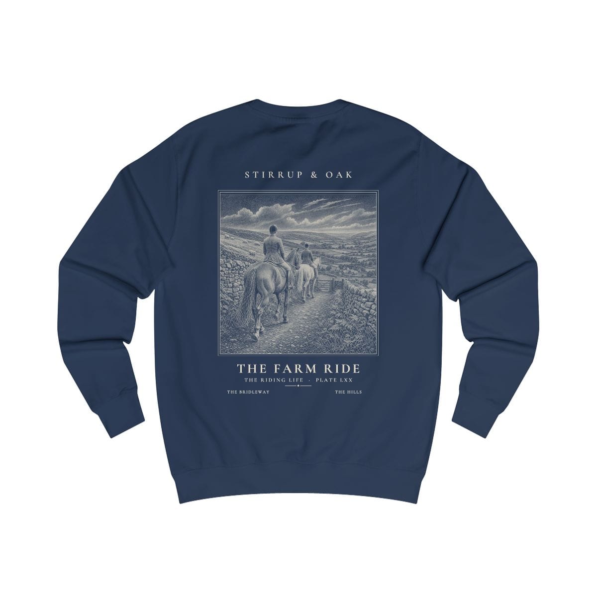 The Farm Ride - Crew Sweatshirt in Oxford Navy