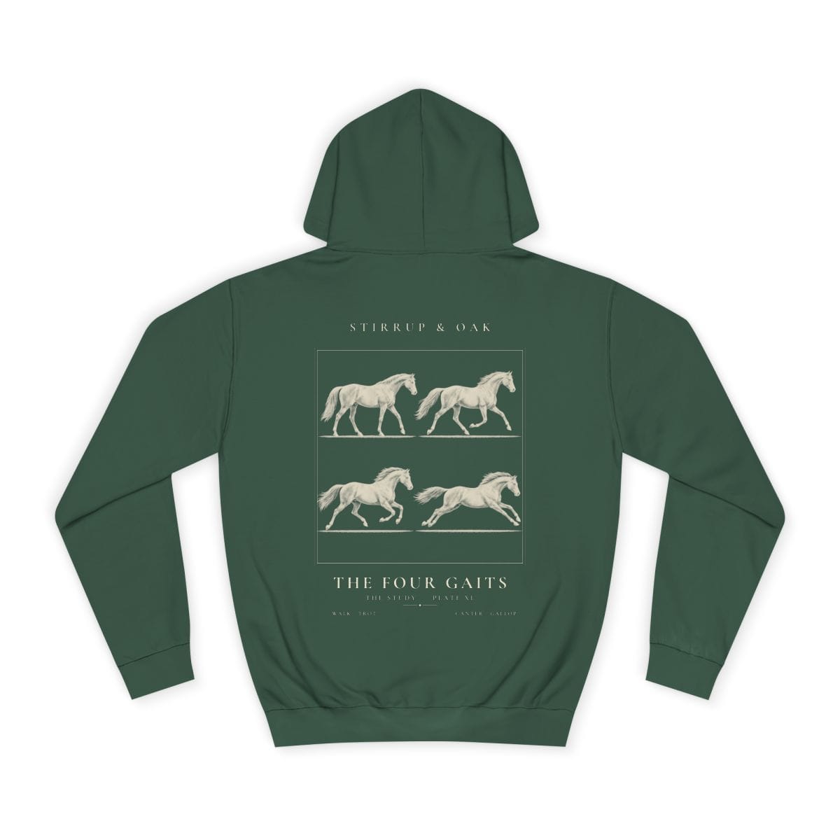 The Four Gaits - Heavyweight Hoodie in Bottle Green