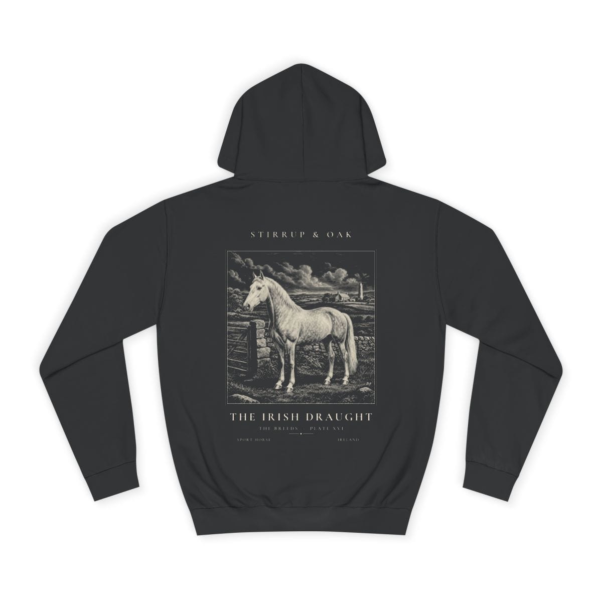 The Irish Draught - Heavyweight Hoodie in Jet Black