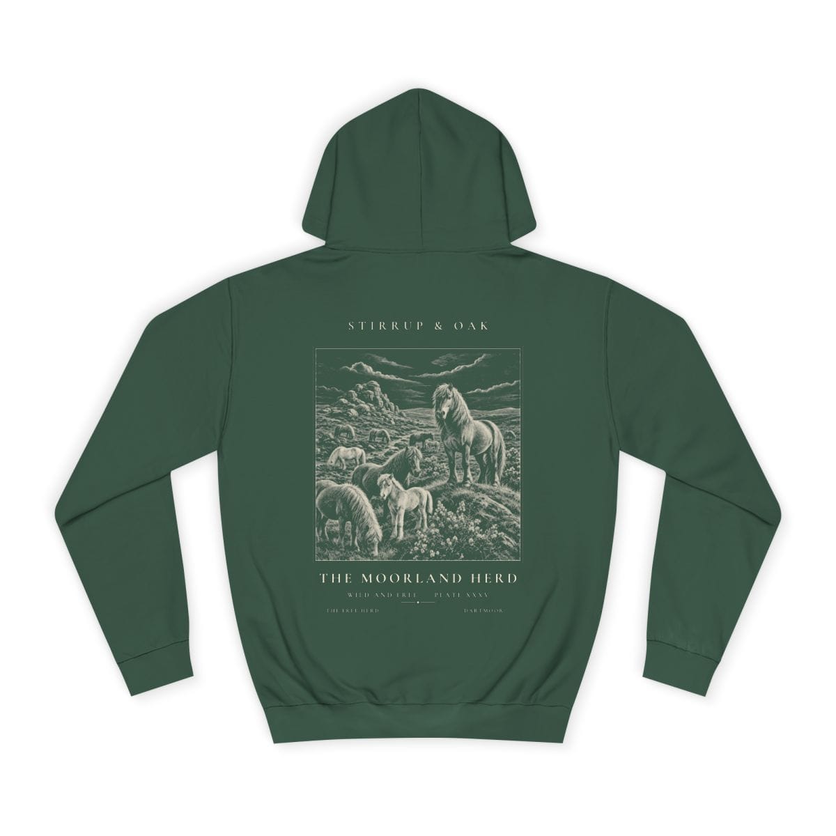 The Moorland Herd - Heavyweight Hoodie in Bottle Green