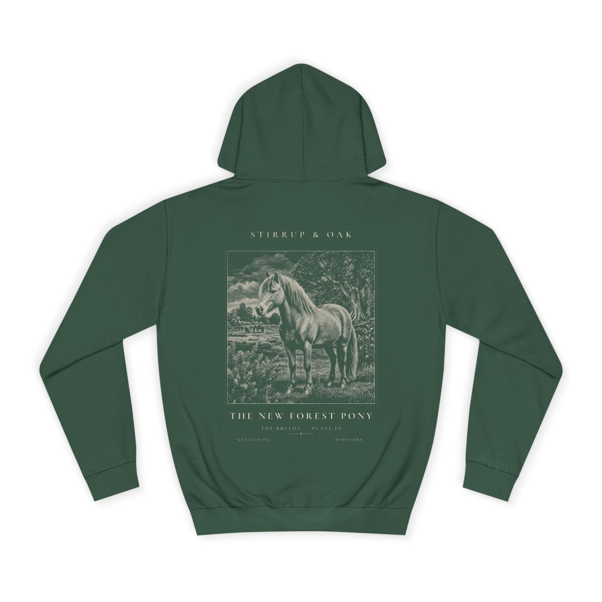 The New Forest Pony - Heavyweight Hoodie in Bottle Green