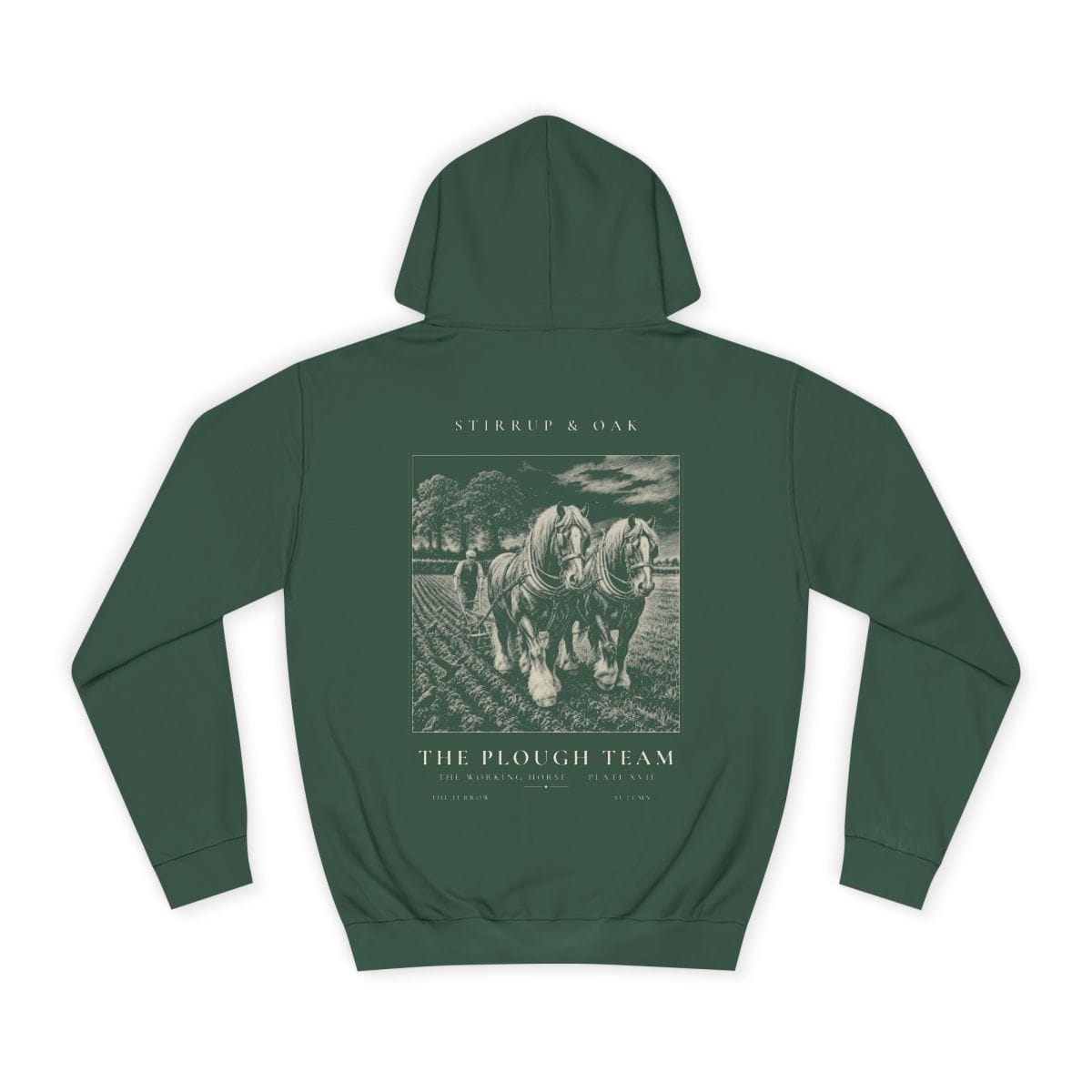 The Plough Team - Heavyweight Hoodie in Bottle Green
