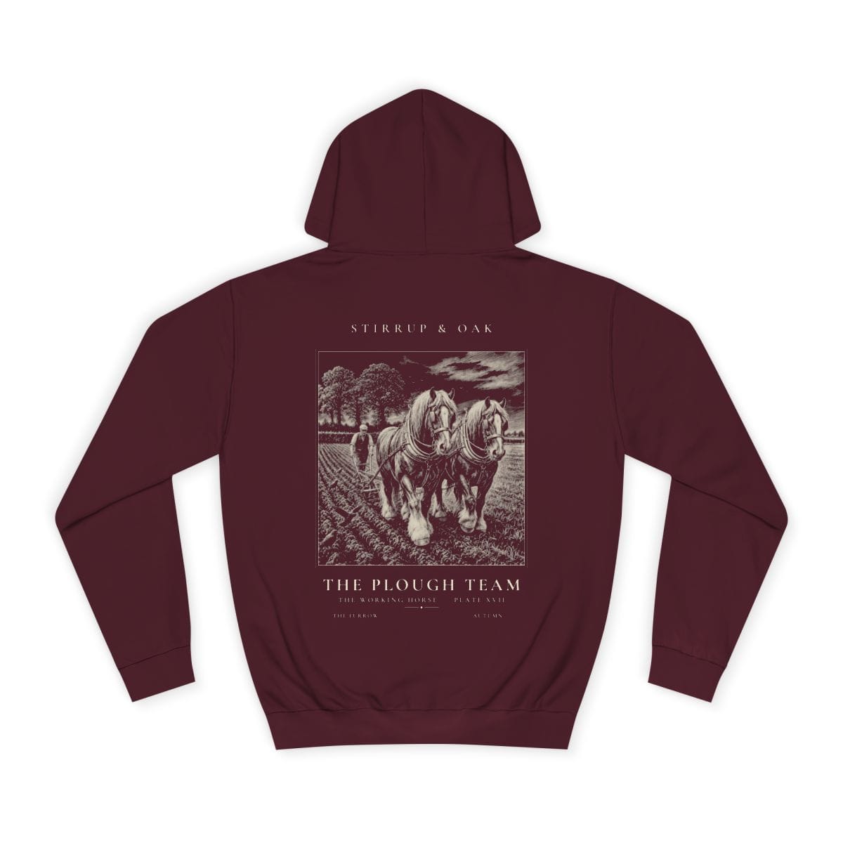 The Plough Team - Heavyweight Hoodie in Burgundy