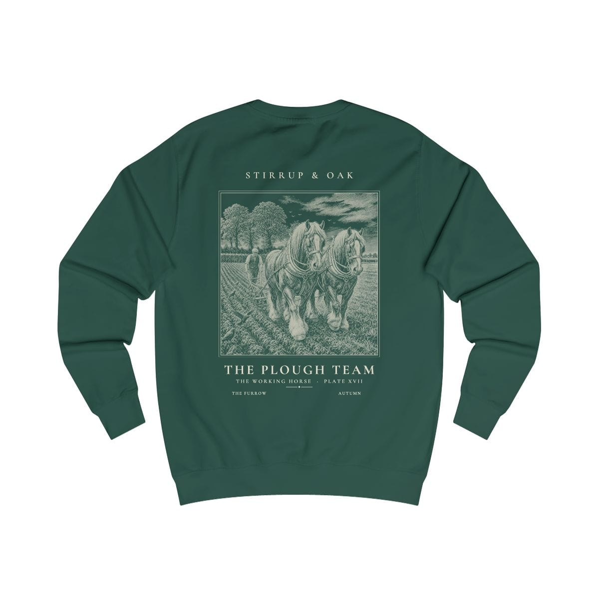 The Plough Team - Crew Sweatshirt in Bottle Green