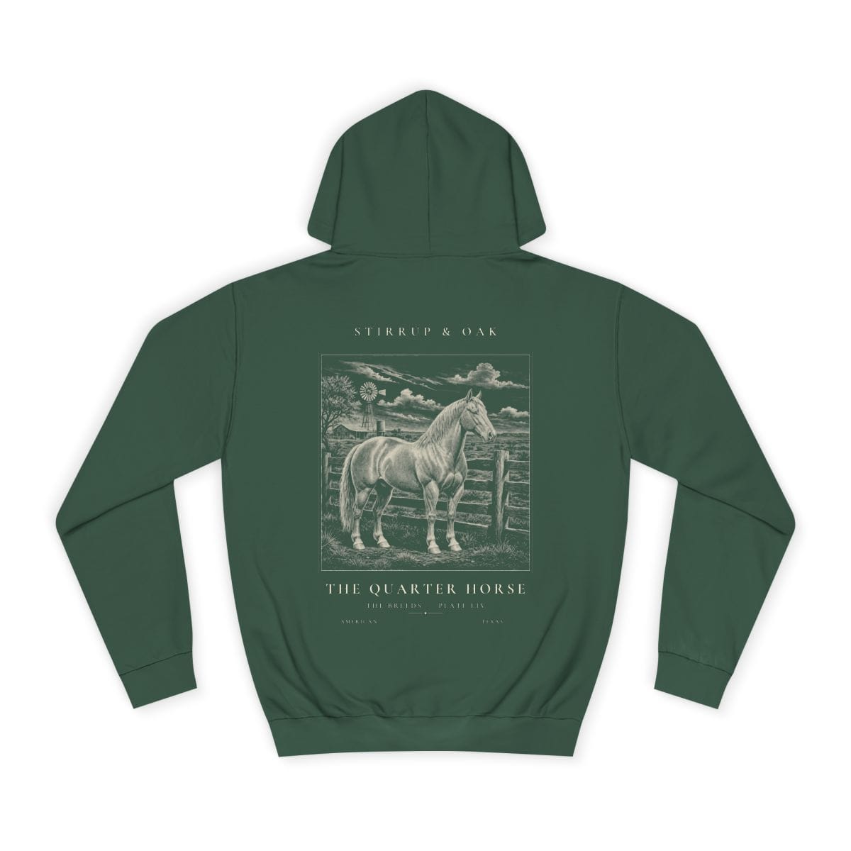 The Quarter Horse - Heavyweight Hoodie in Bottle Green