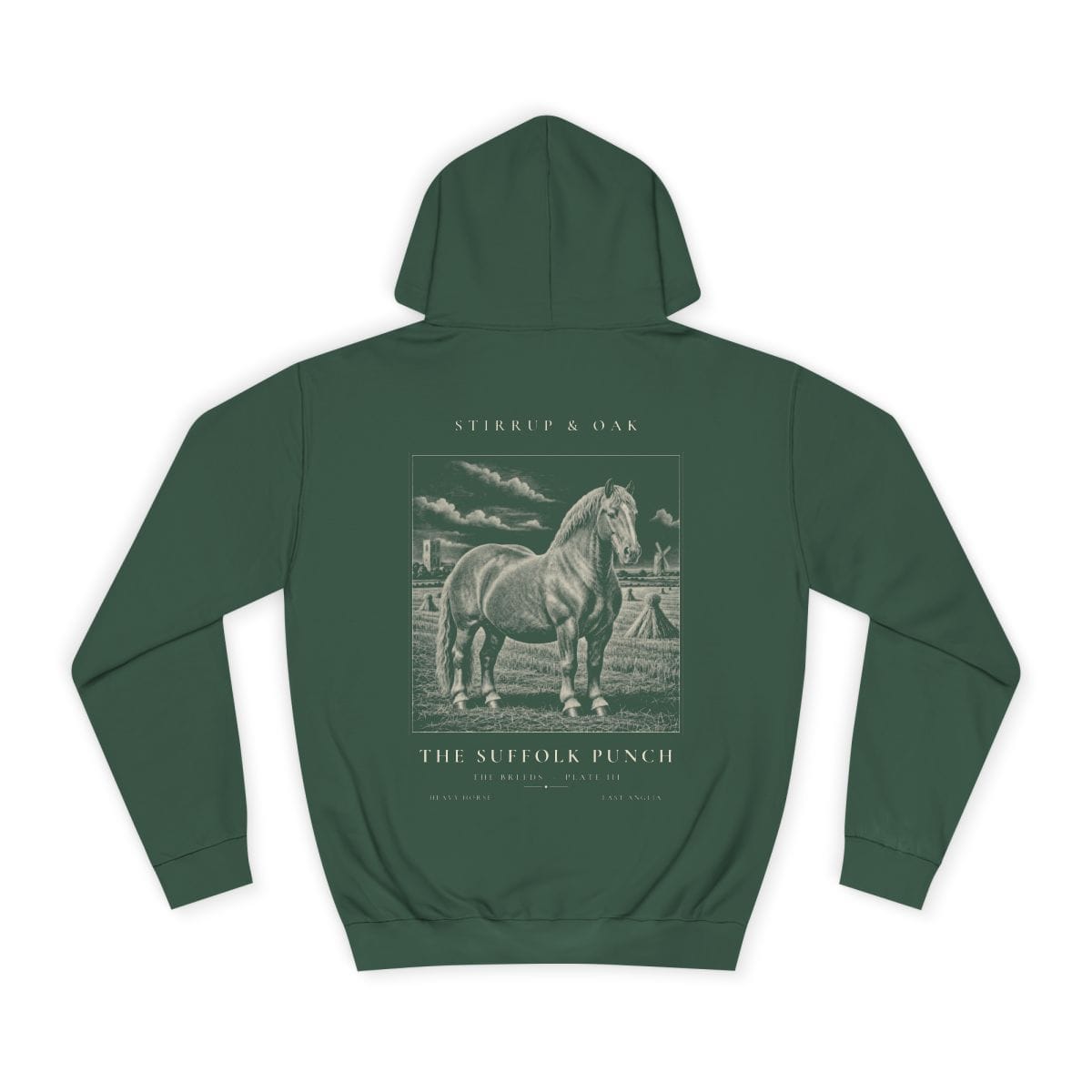 The Suffolk Punch - Heavyweight Hoodie in Bottle Green