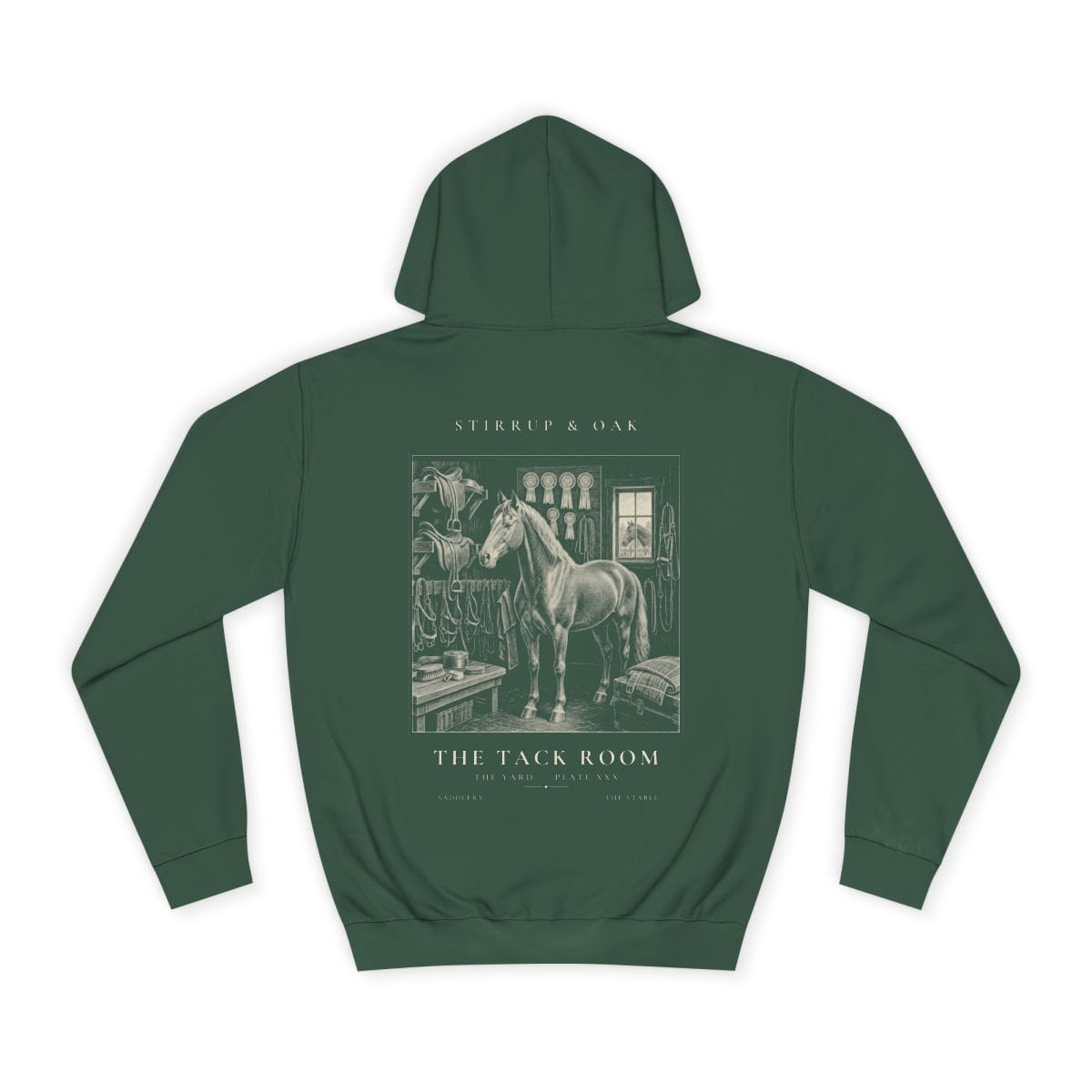 The Tack Room - Heavyweight Hoodie in Bottle Green