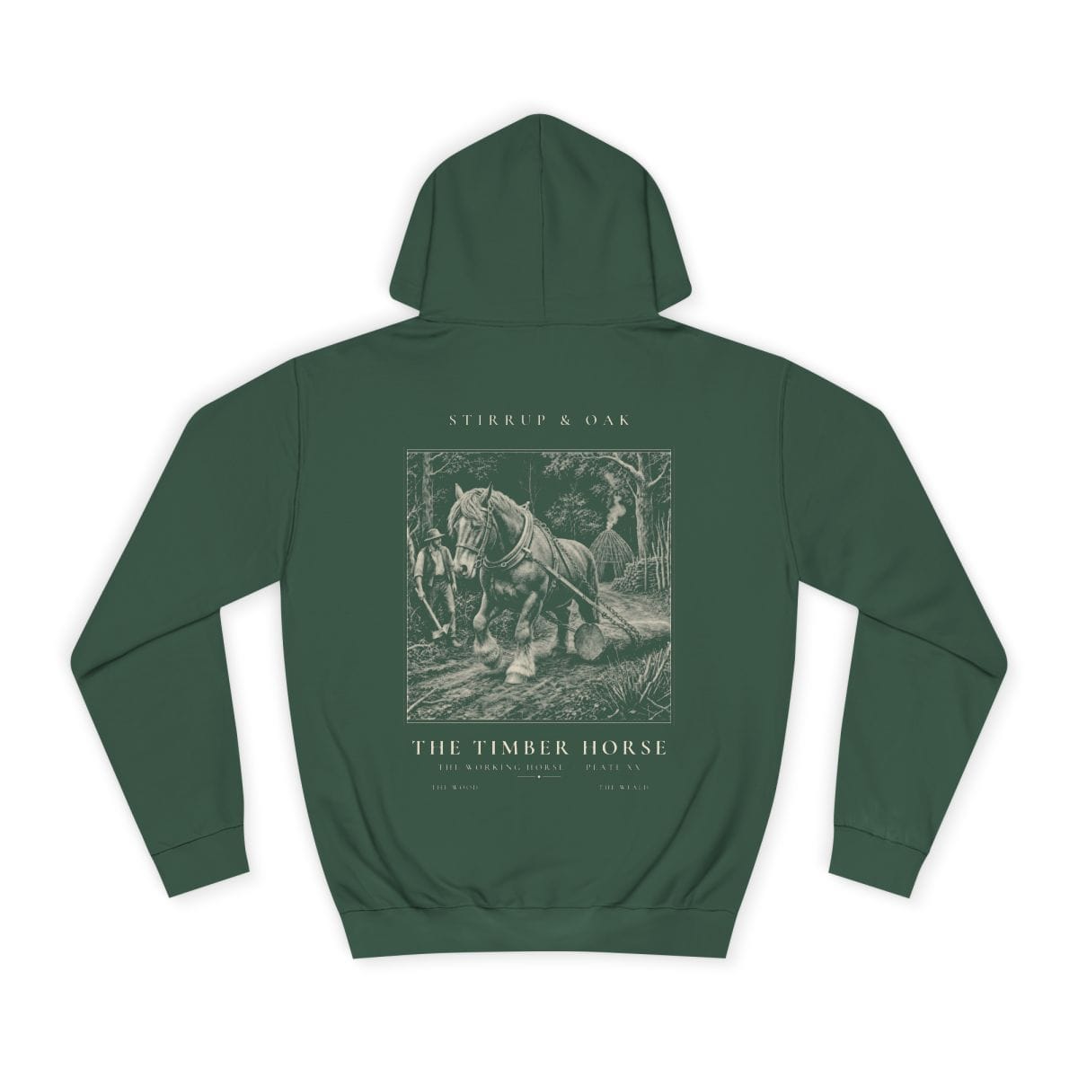 The Timber Horse - Heavyweight Hoodie in Bottle Green