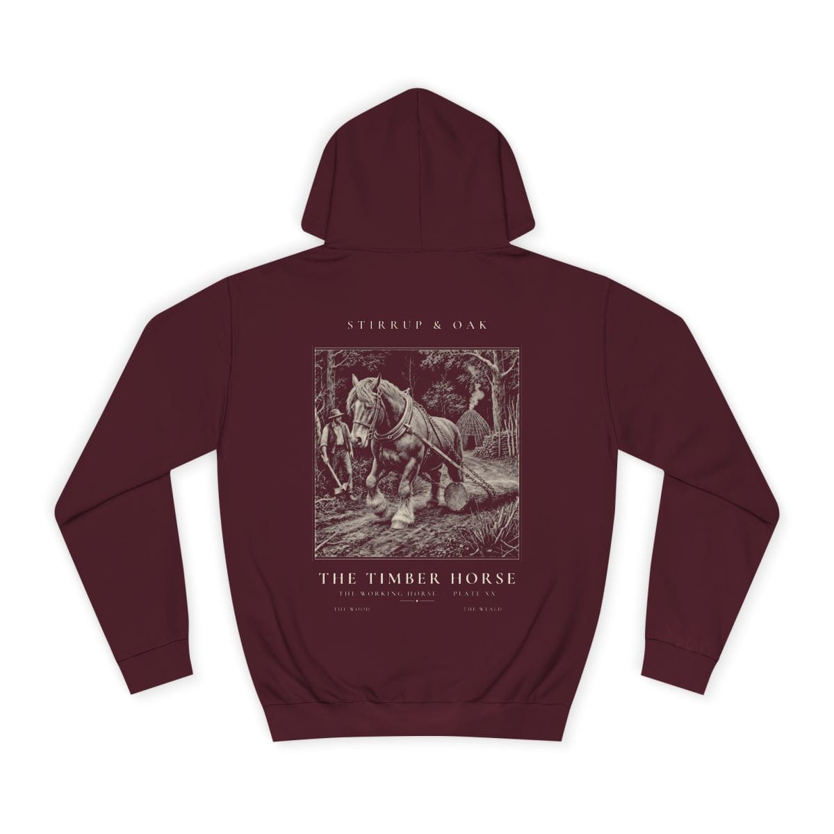 The Timber Horse - Heavyweight Hoodie in Burgundy