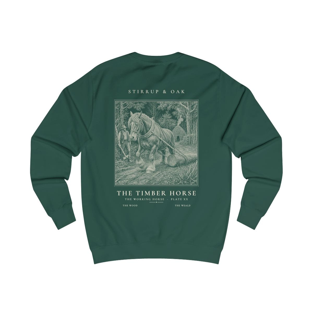 The Timber Horse - Crew Sweatshirt in Bottle Green