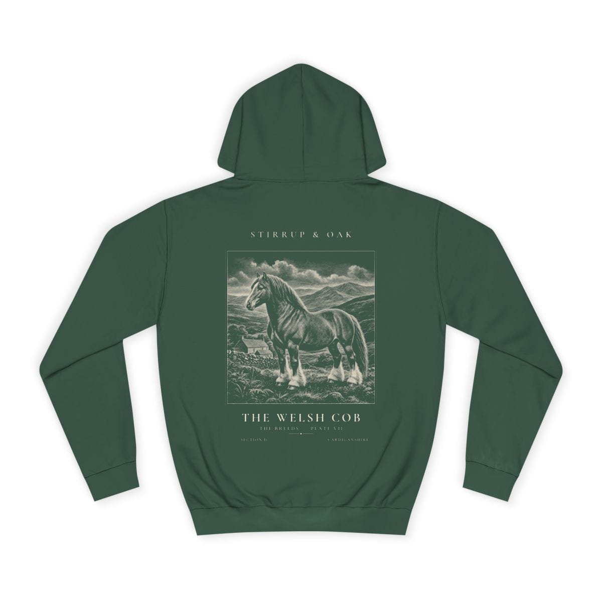 The Welsh Cob - Heavyweight Hoodie in Bottle Green