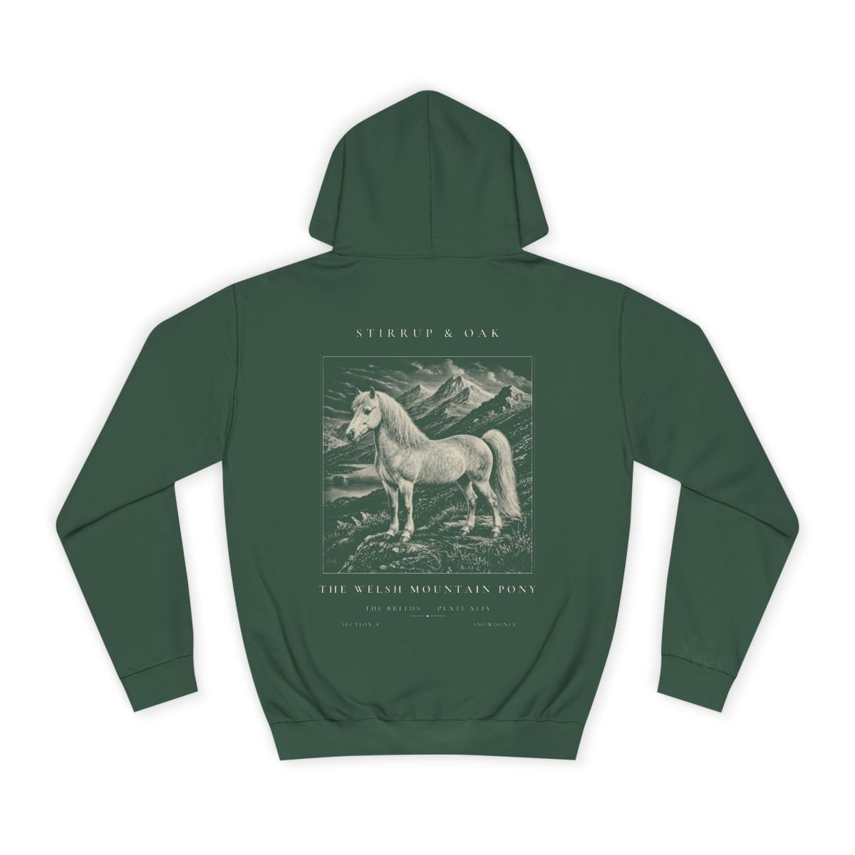 The Welsh Mountain Pony - Heavyweight Hoodie in Bottle Green
