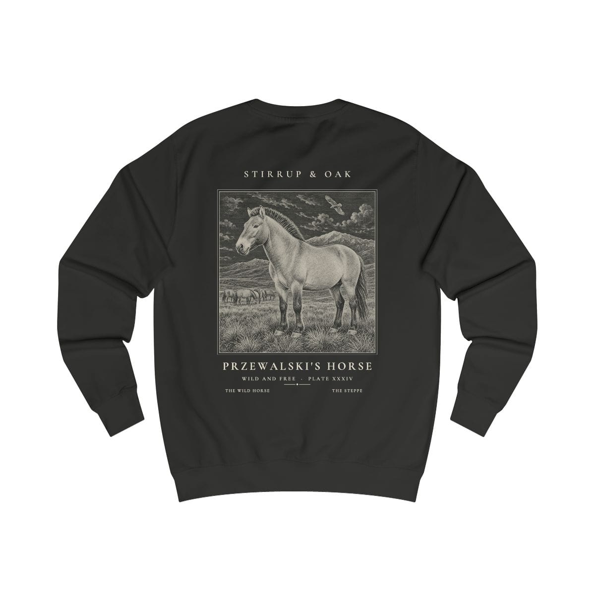 Przewalski's Horse - Crew Sweatshirt in Jet Black