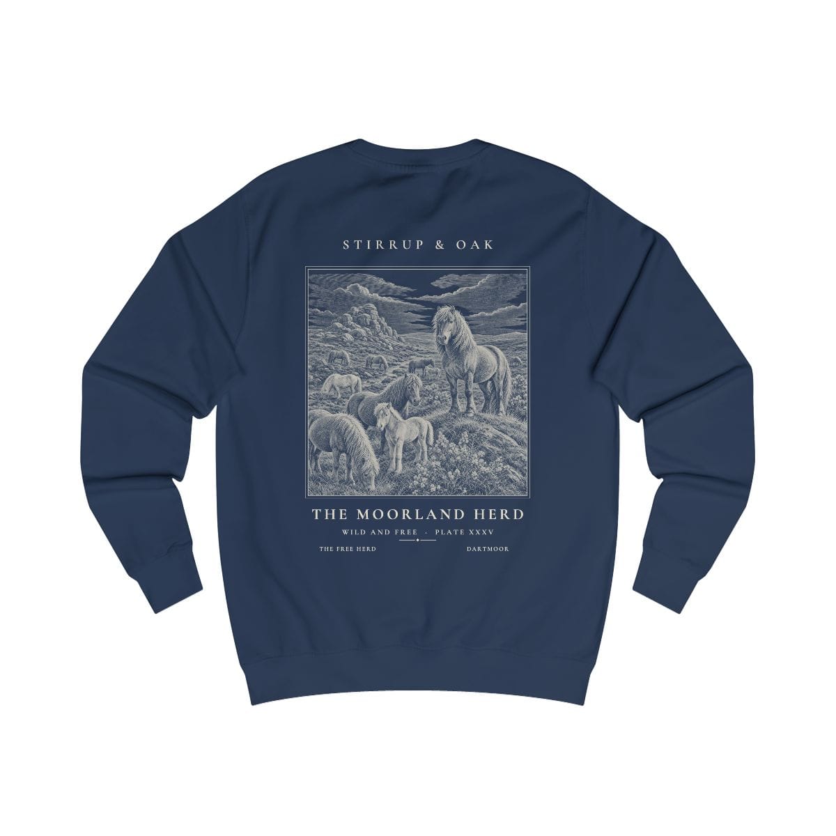 The Moorland Herd - Crew Sweatshirt in Oxford Navy
