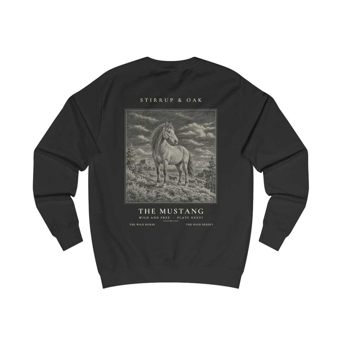 The Mustang - Crew Sweatshirt in Jet Black