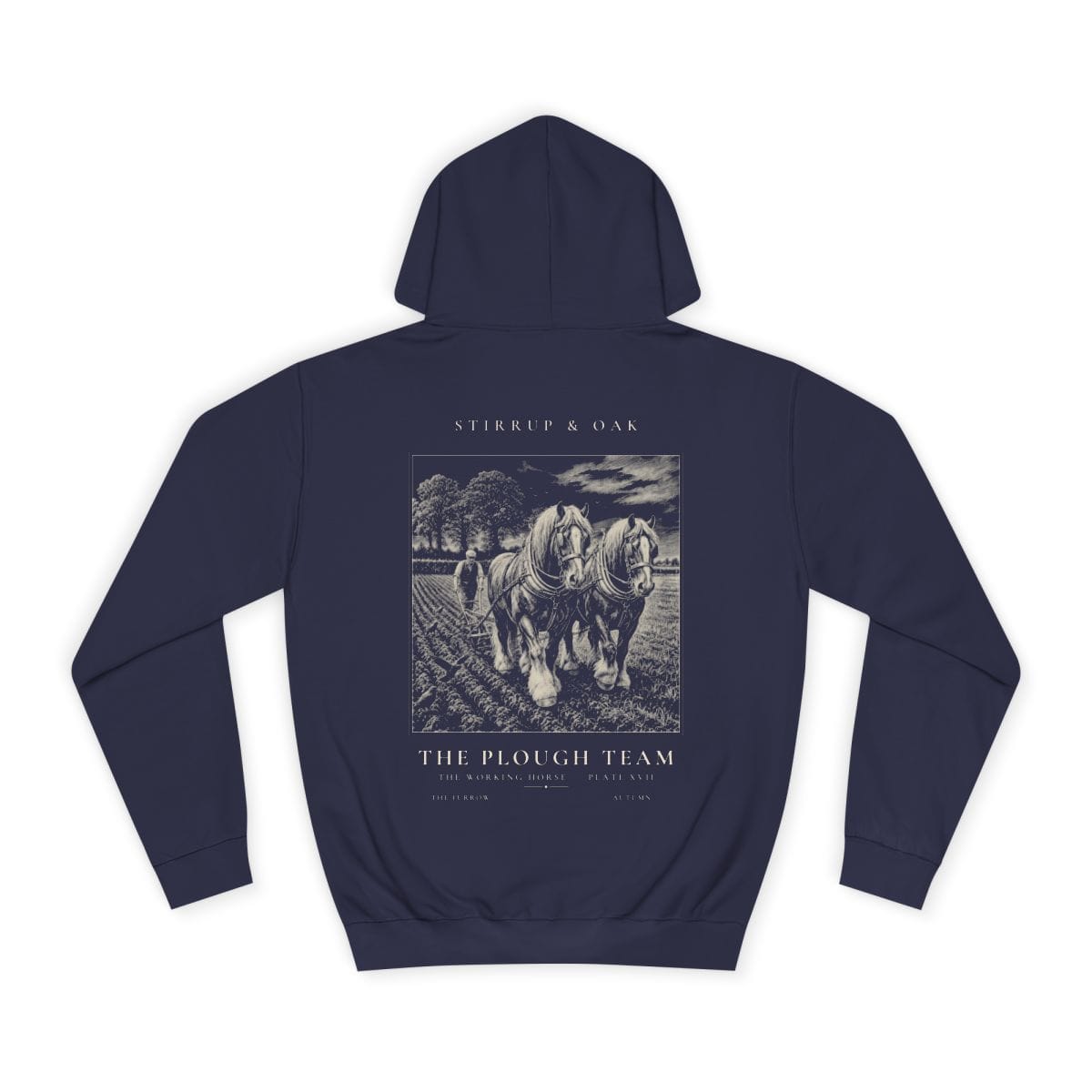 The Plough Team - Heavyweight Hoodie in Oxford Navy