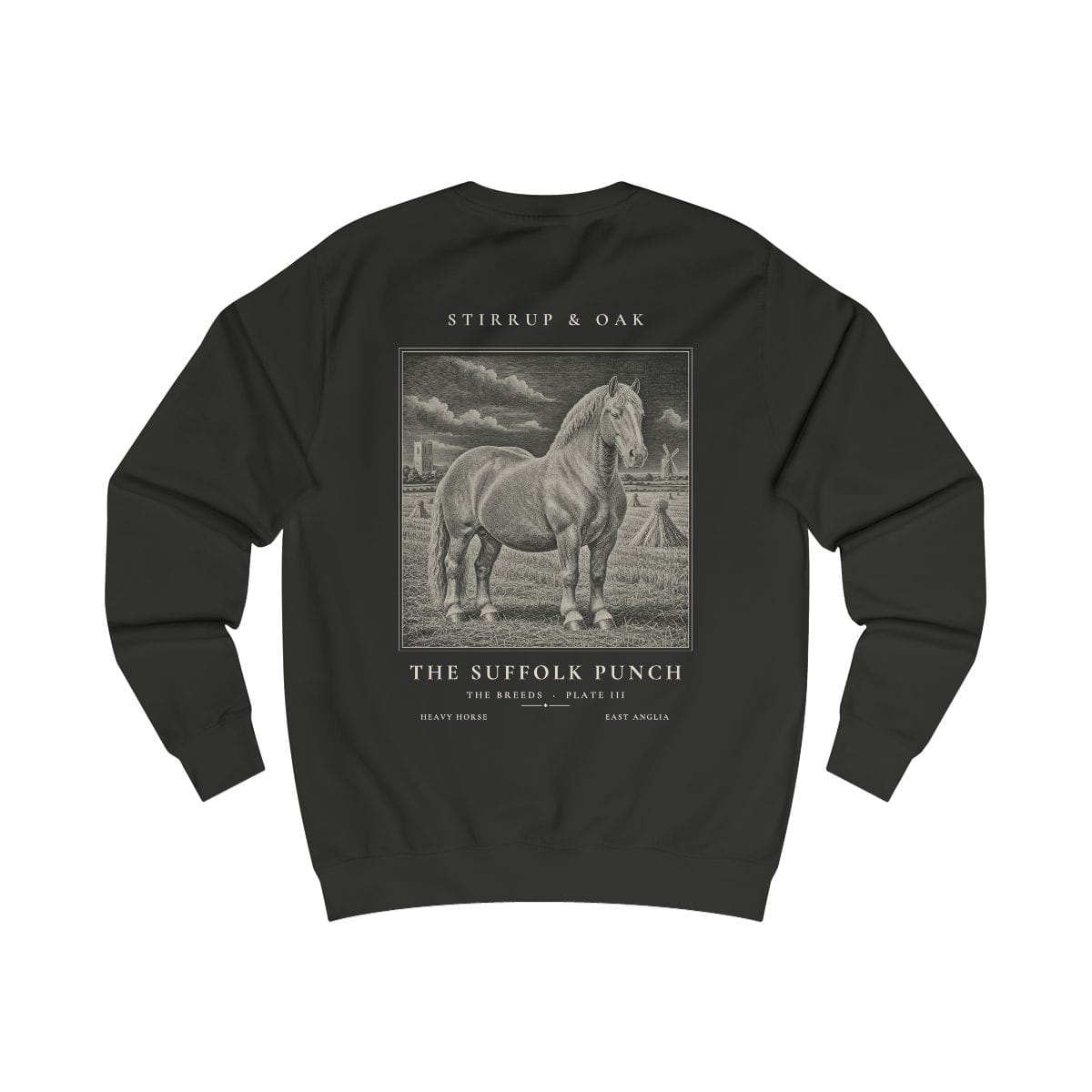 The Suffolk Punch - Crew Sweatshirt in Jet Black
