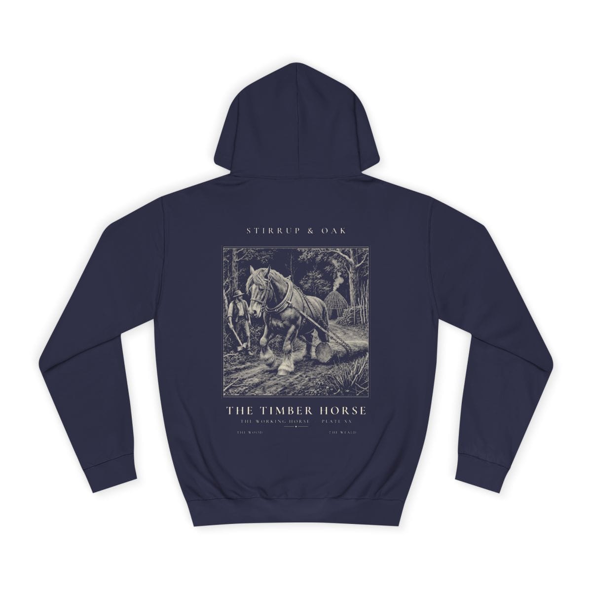 The Timber Horse - Heavyweight Hoodie in Oxford Navy