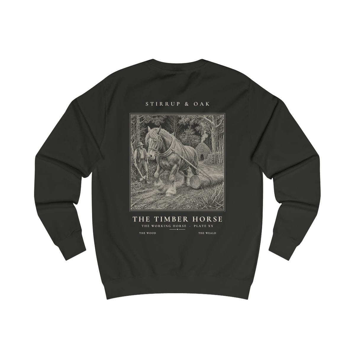 The Timber Horse - Crew Sweatshirt in Jet Black