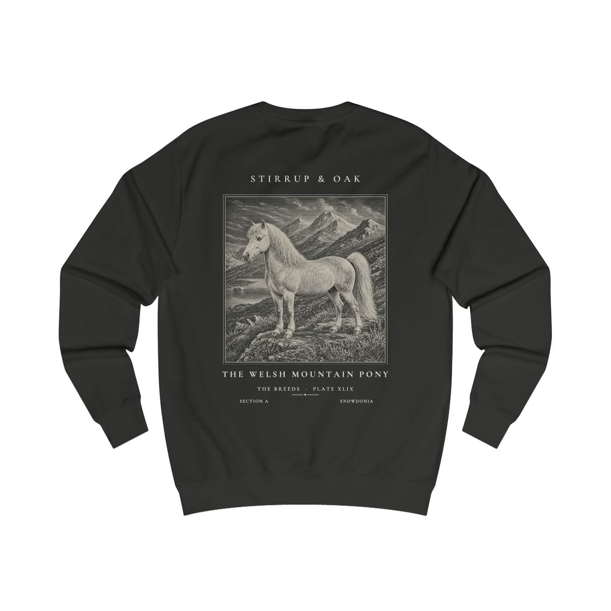 The Welsh Mountain Pony - Crew Sweatshirt in Jet Black
